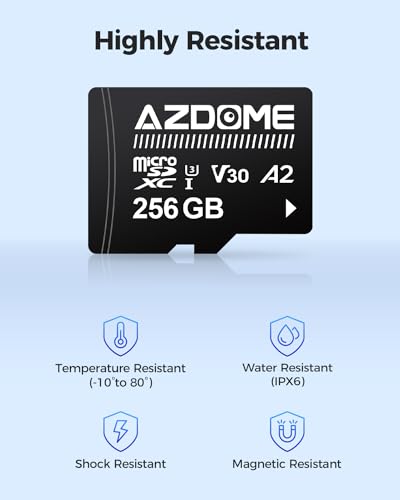 AZDOME Cartão micro SD de 256 GB cartão de memória microSDXC para AZDOME M550 GS63H Pro M63 M300 M30