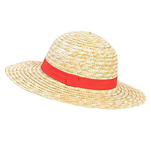 jidian Chapeau de Paille Cosplay | Cadeau d'anime de Chapeau de Paille de Ruban Rouge de Cosplay | Performance Animation Cosplay Chapeaux De Paille Dia 31cm/12.2in Cover