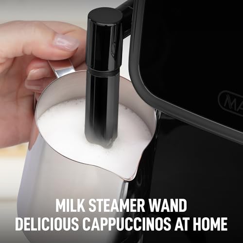 Image of Zulay Kitchen Magia Clasica Automatic Espresso Machine with Built-In Grinder, Touch Panel Coffee Maker, Steam Wand Milk Frother, Adjustable Strength, Self-Cleaning, Black (13 inch x 17.7 inch x 9.4 inch)