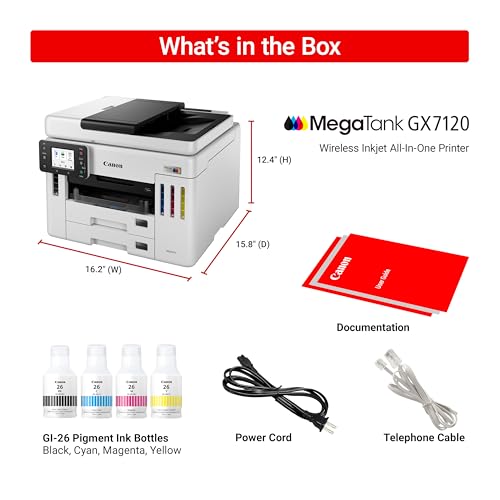 Canon Megatank GX7120 Wireless All-in-One Printer, Print, Copy, Scan and Fax with 2.7" LCD Touch Screen and Auto Document Feeder, White - image 7