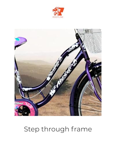 Image of ROOTLINE Alexa Purple Bicycle for Girls /Women with Front Basket and Integrated Carrier | BCP Rim & Handle (Purple)