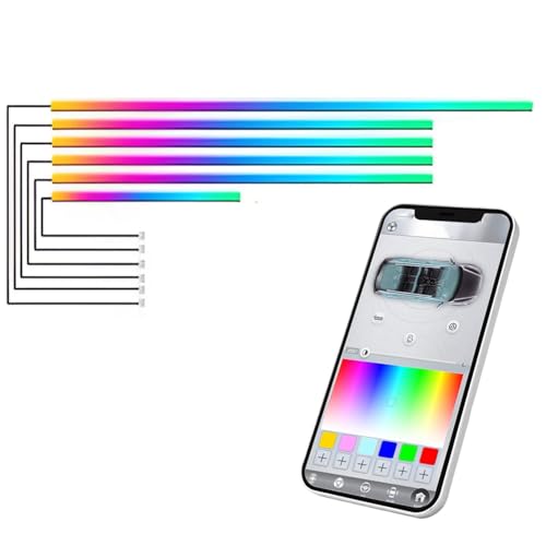 Image of Fabtec K4 Ambience Light 6 in 1 Multi Color Running Matrix Interior Atmosphere Ambient Light for Dashboard & Doors (App Controlled, 6 Pc)