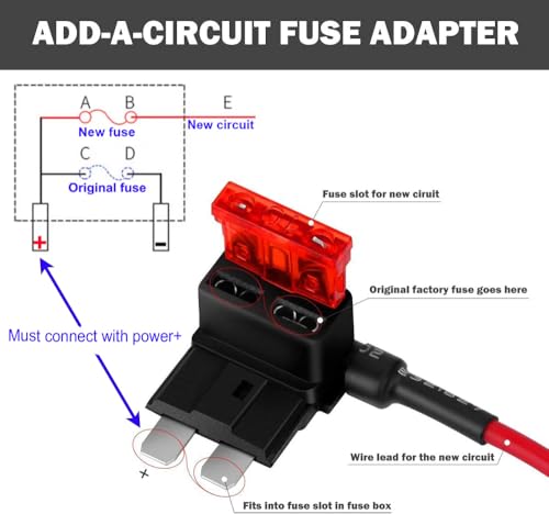 Image of Gebildet Dash Cam Hardwire Kit Mini USB,10ft 12V-24V to 5V Low Voltage Protection ACN /ACS /ACU Add a Circuit Fuse Holders (Right Angle Mini USB+Fuse kit)
