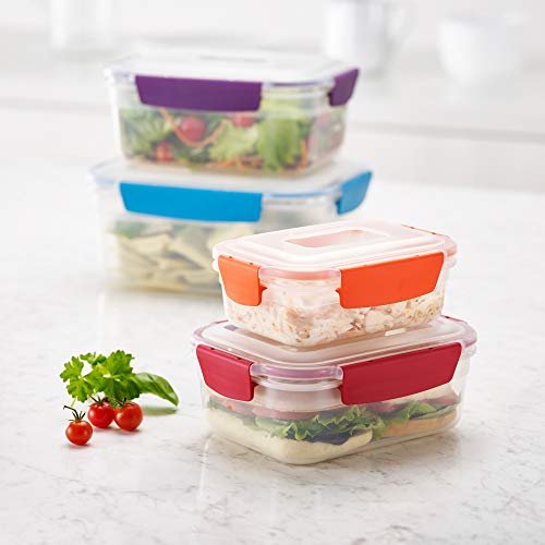 Joseph Joseph Nest Lock, 4 Piece Plastic Food Kitchen Storage Container set with lids, Leak Proof, Airtight, Space Saving, BPA free- Multicolour