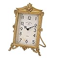 NIKKY HOME Vintage Gold Table Clock, Silent Non-Ticking Battery Operated Retro Desk Shelf Mantel Small Metal Clock for Living Room Decor