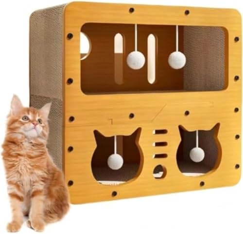 ULOVEJOY 猫用爪とぎ板と猫用ベッド 猫爪研ぎ 猫ハウス 段ボール 大型 建て 木製 爪とぎ 室内用 階段付き 夏用 ペットベッド ファッション 猫用 爪磨き 猫ステップ (E)