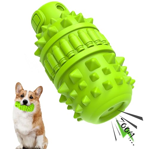 Image of PIFFZEDO Dog Toys for Aggressive Chewers,Interactive Natural Rubber Chew & Squeaky Toy for Medium Breed Only(Not for Small Dog),Dog Toothbrush,Tough & Durable (Green,Medium)