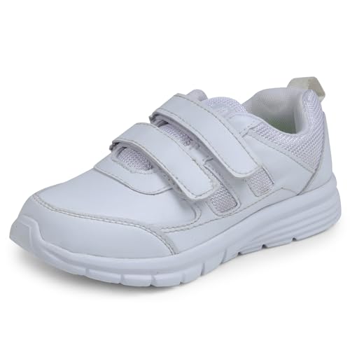 Image of DOCTOR EXTRA SOFT Lightweight EVA Unisex-Child /Kids /Adults Black & White School Uniform Shoe with Memory Foam Cushion & Adjustable Hook Loop| Formal,Casual,Running|Comfortable | Anti-Skid D-3005