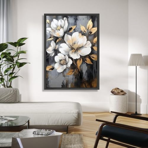 Tableau de fleurs de magnolia blanc pour illuminer un mur sombre