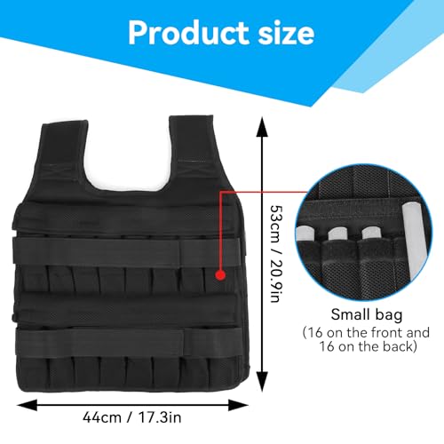 Image of Weighted Vest, 35KG 20.9x17.3in Adjustable Weighted Training Waistcoat Weight Sandbag Sports Mesh Vest Fitness Waistcoat for Men Women