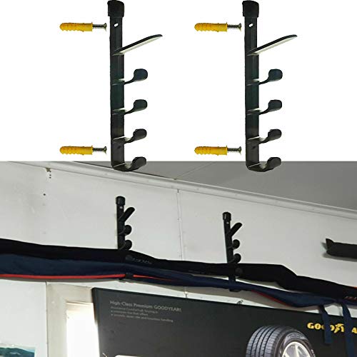 Pmsanzay Fishing Rod Storage Rack - Wall Mount Holder, Holds 5 Rods, Black, Simple Style, Easy to Install with Included Hardware