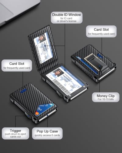 Image of Wallet for Men RFID Wallet with 2 ID Windows & Money Clip, Slim Card Holder