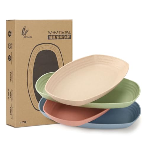 Taasmoog 4 piatti piani ovali, infrangibili (30 cm), in plastica, riutilizzabili, sicuri e leggeri, per sala da pranzo, camper, feste, picnic, campeggio, microonde