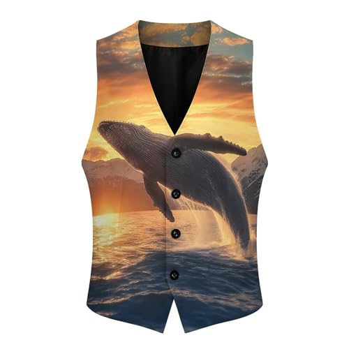 Whale Sea Underwater Animal Men's Suit Vests Dress Vest V-Neck Waistcoat Slim Business Formal with Pocket4