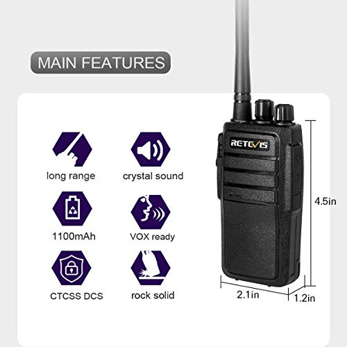 Case Of 5,Retevis Rt21 Walkie Talkies For Adults Long Range, Handfree Rugged Two Way Radio With Earpiece For Commercial Construction Warehouse Security 2 Way Radios #TOP4