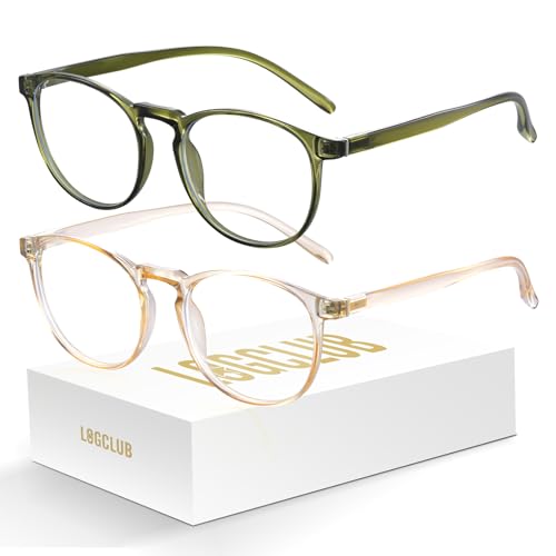 Image of 2 Pack Blue Light Glasses For Woman /Men Blue Retro Round Light Blocking Glasses