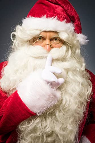 Weihnachtsmannbart Perücke+Bart+Augenbrauen+Haarnetz Weiß Nikolaus Luxus Kostüm Perücken für Herren Damen Kinder Santa Claus Nikolaus Luxus Ruprecht Gott Karneval Cosplay Weihnachten Kostüm Wig 060 Cover