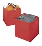 Whitmor Collapsible Fabric Cubes, Set of 2, Red