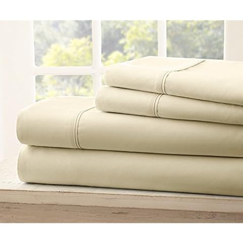 Royal Bliss 1900 Top Split Flex Head King Size Sheet Set - Egyptian Quality Ultra-Soft Bed Sheets - Double Brushed - Deep Pockets- Easy Fit - 4 Piece Set- Fade Resistant (Tan) Cover