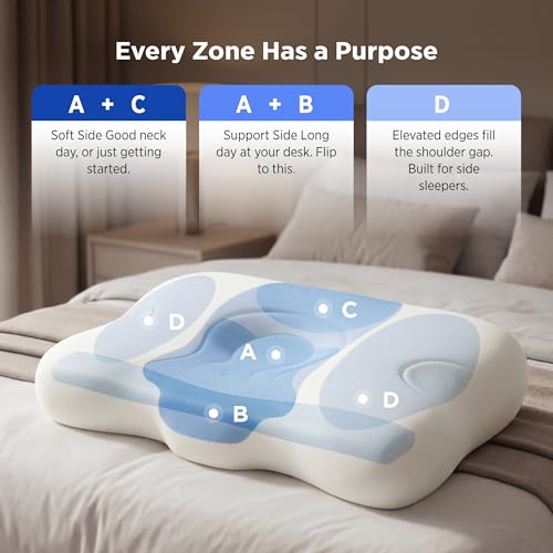 Image of Bedsure Cervical Neck Pillow Set of 2 - Memory Foam Pillows for Ergonomic Orthopedic Support Pillow for Neck Pain Relief, Contour Pillow for Side & Back Sleepers