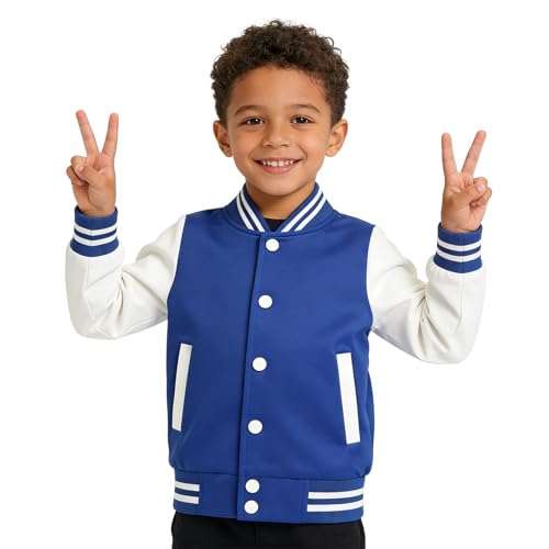 Image of LittleSpring Boys Girls Varsity Baseball Jacket Zip Up Bomber Jacket Thin 2-10Years