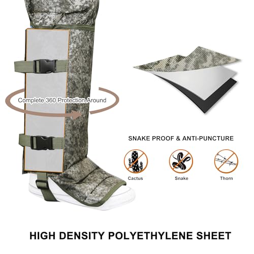 JLDTOP Snake Chaps Snake Gaiters, Snake Chaps for Men&Women, Durable Total Protection for Ankle to Thigh Snake Chaps, Waterproof Snake Guards, Adjustable Snake Protection for Legs (Camouflage)