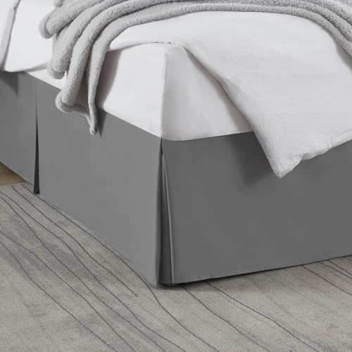 Image of Nestl Grey Blue Bed Skirt Cal King Size - Cal King Bed Skirt 14 Inch Drop - Brushed Microfiber Bed Skirts - Hotel Quality Pleated Bed Skirt - Shrinkage & Fade Resistant