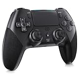 Holilo Wireless Controller für PS-4, Gamepad Controller kompatibel mit PS-4/Pro/Slim mit Programmierbare Tasten, 6-Achsen Gyro Sensor, Dual Vibration, Touchpane, Turbo-Schwarz