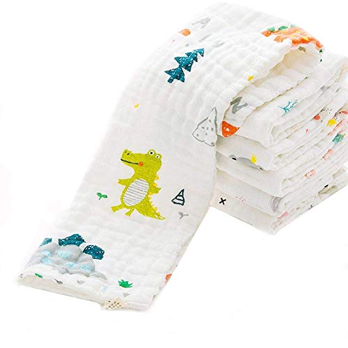 PENG'S M Muslin Baby Burp Cloths 6-Pack Organic Cotton Washcloths 20 by 10 Inches Cloths 6 Layers Super Soft Funny Forest