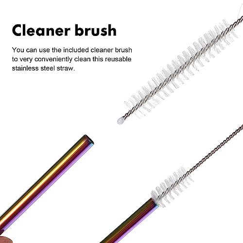Mobestech 21Pcs Reusable Straws Set Metal Drinking Straws Inclued16 Metal Drinking Straws with Silicone Tip Covers with 4 and 1 Portable Bag for Smoothie Cold and Hot Drinks - Image 2
