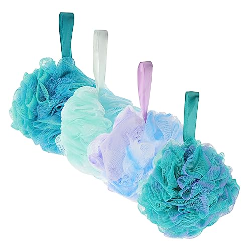 Mikinona 4Pcs Gradient Sponge Adult Shower Loofahs for Daily Use Body Exfoliator Cleansing Ball Safe Pe Material for Gentle Skin Care