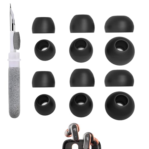 Vykyntow Replacement Earbud Tips for Skullcandy Dime 2/3/Jib True 2/Rail ANC/Smokin' Buds/Set_USBC/Push/Push Active, Silicone Ear Tips, Fits in Case, S/M/L 6 Pairs, with 3-in-1 Cleaner Kit