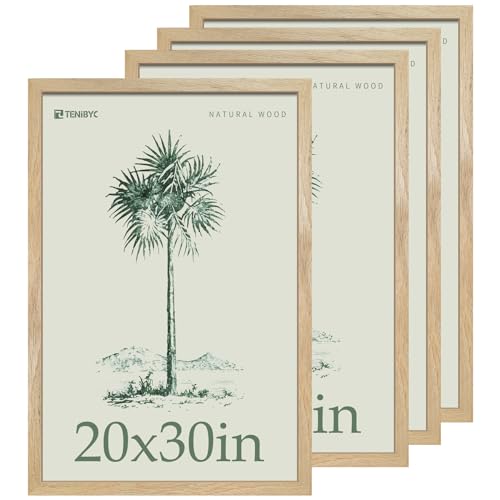 20x30 Poster Frame Set - 4 Pack, Textured Natural Solid Wood Picture Frame, Wall Gallery Frame - Wall Hanging