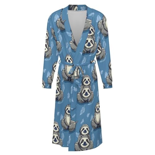 Funny Sloth Soft Robe Long Sleeve Bathrobes V Neck Sleepwear Spa Robes with Belt Men Woman4
