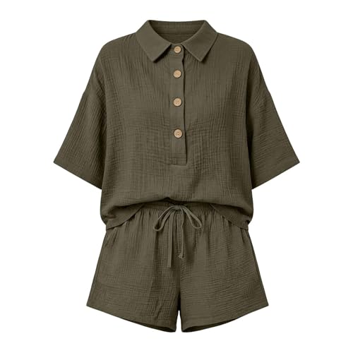Ensemble 2 pièces ample et respirant en coton lin pour femme - 2