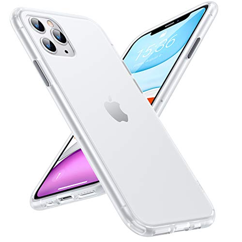 TORRAS Shockproof Compatible for iPhone 11 Pro Max Case, [Military Grade Drop Protection] [Anti-Scratches] Translucent Matte Hard PC Back with Soft Edges, Non-Slip Phone Case, Smoke White