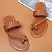 Chaoslook Women's Flat Sandals Casual Summer Sandals Dress Fashion Round Open Flip Flop Thong Sandals Braided Brown Size 8