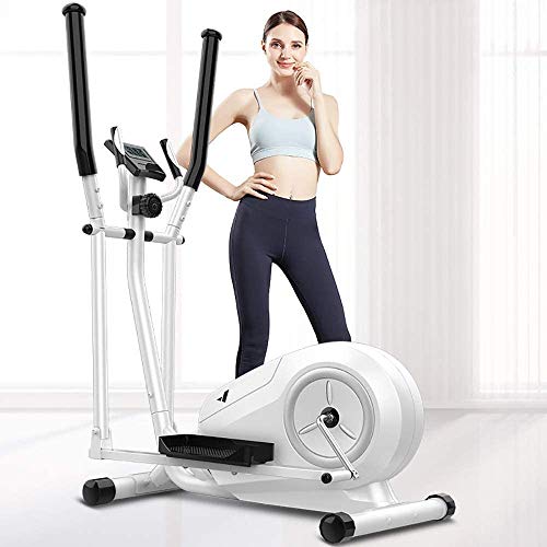 Image of Elliptical Machine Small Mini Space Walker with 8 Levels of Resistance Cardio Fitness Workout Machine Without Seat White