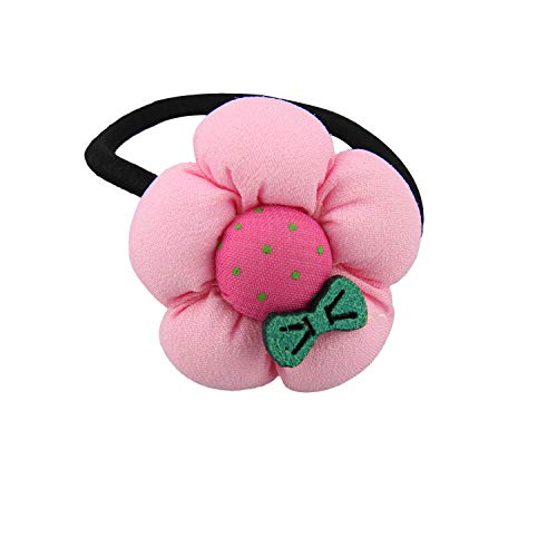 7Rainbows 10 Pcs (5 Pairs) 5 Colors Cotton Elastic Toddler Hair Ties Ponytail Holders Soft Elastic Hair Bands With Flowers For Toddlers Girls Kids Hair Accessories #TOP7