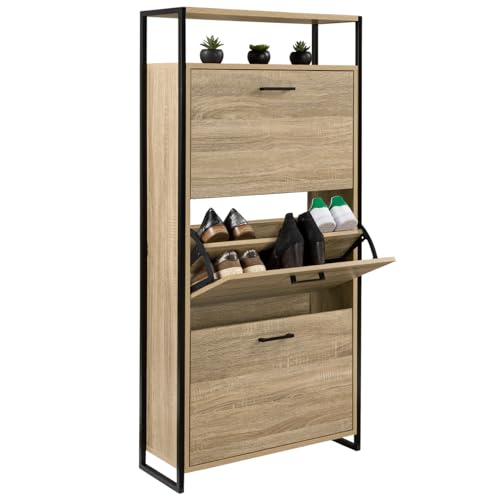 IDMarket - Meuble à Chaussures 18 Paires Luis 3 Portes avec étagère supérieure Design Industriel