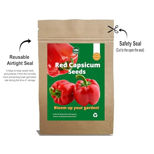 Image of Red Bell Pepper Seeds | Red Capsicum | Chilli | Mirchi for Home Gardening | Planting (Red Bell Pepper)
