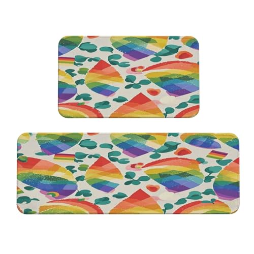 Lot de 2 tapis de cuisine Pride Rainbow en velours absorbant