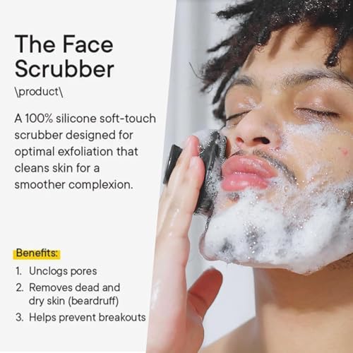 Image of VWMYQ Face Scrubber, Silicone Face Scrubber for Men, Gentle Exfoliator Pad & Massager, Facial Cleansing /Wash Brush - Removes Dead & Dry Skin (Black, Square)