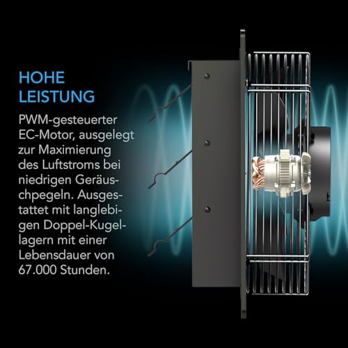 AC Infinity AIRLIFT S20, Rollladen-Abluftventilator 500mm mit 10-stufigem Lüfterdrehzahlregler, EC-Motor - Wandhalterung Belüftung und Kühlung für Lager, Werkstatt und Gewächshaus