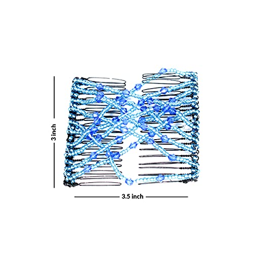 Image of Stretchy Hair Combs Clip Beaded Hair Clips For Women And Girls Multi Color Pack Of 1 (M1)