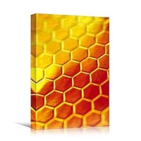 Canvas Wall Art Honeycomb Pattern Abstract Colorful Contemporary Hallway Mixed Media Multicolor Patterns - 12x18 inches