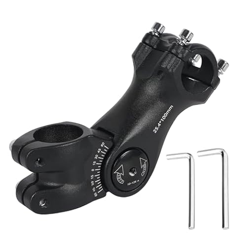 KMDZDZGS Podwyższenie kierownicy roweru 25,4 mm, podwyższenie kierownicy rowerowej, aluminium, regulacja ± 60°, adapter wysokości do MTB, BMX, rowerów wyścigowych, górskich (25,4 x 100 mm)
