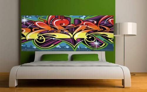 Jm-Déco Stickers tête de lit Tag Graffiti Tête de lit 100x39cm