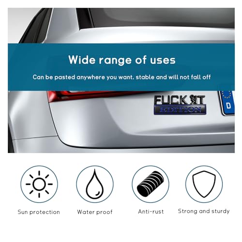 Image of Dickno Fuck It Edition Emblem for Car, Auto Fender Bumper Decoration Stickers, Vehicle 3D Side Fender Rear Trunk Decal Badge, Universal Exterior Accessories for Car Truck SUV (Black & Blue)