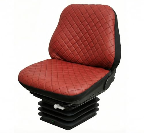 Auto Accessori Lupex   LS32 Funda de asiento de tractor universal – Asiento y respaldo de PU acolchado, costuras reforzadas, protección y comodidad para asientos agrícolas (rojo con costuras negras)